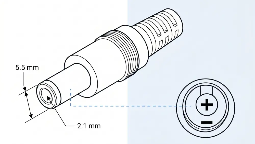 Check connector size and polarity before choosing Mini UPS