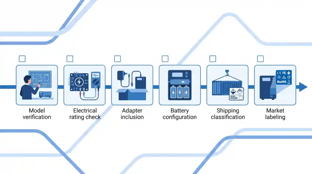 Compliance checklist before mass production for Mini DC UPS