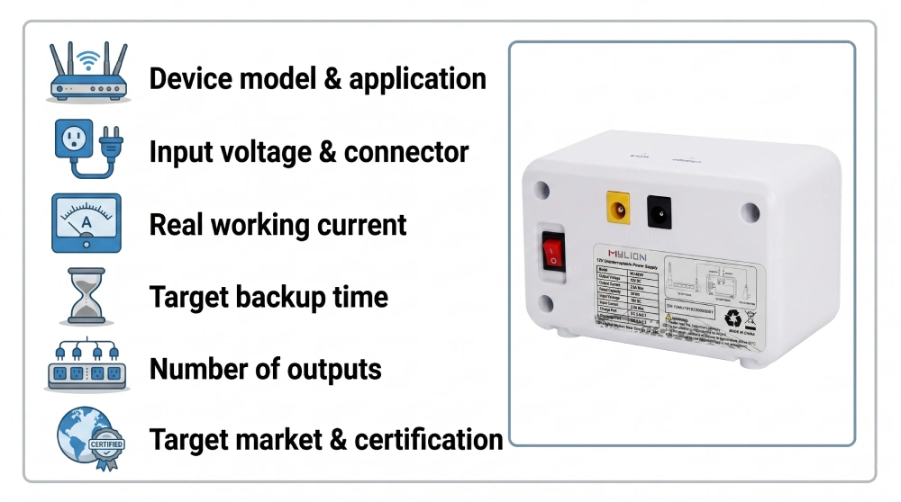 Information required for MYLION Mini UPS recommendation including real working current and backup time
