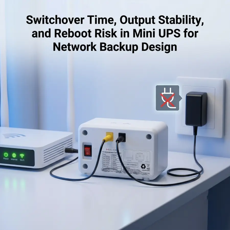 Mini UPS preventing router reboot during power outage - switchover time and output stability