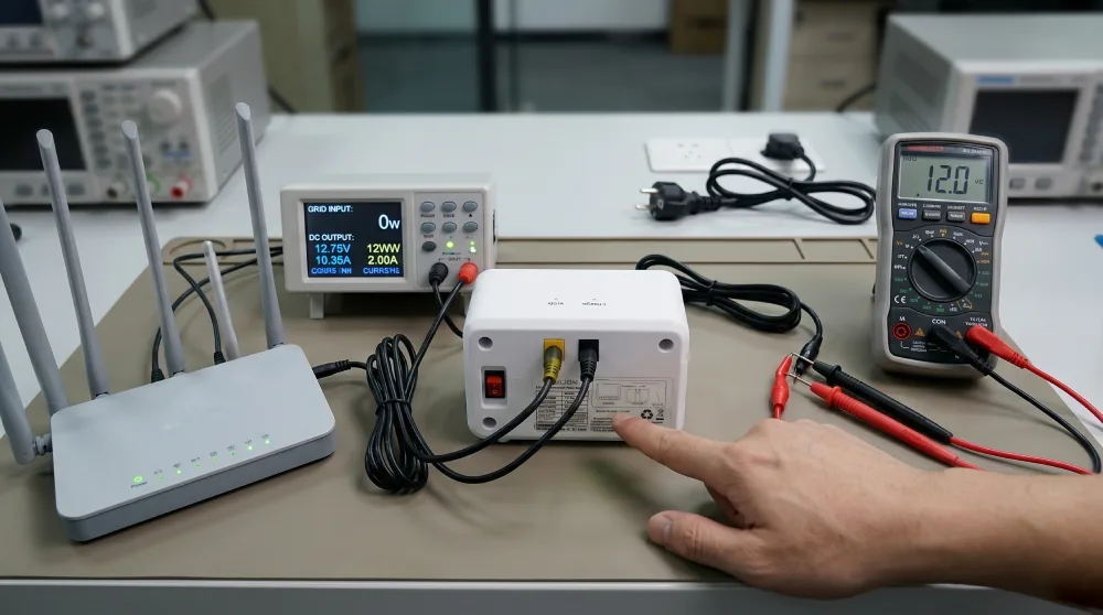 Testing mini UPS output stability during grid failure - no reboot for connected router