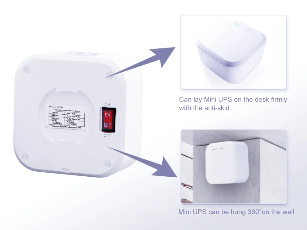 Mini DC UPS wall mount installation for ONT and router