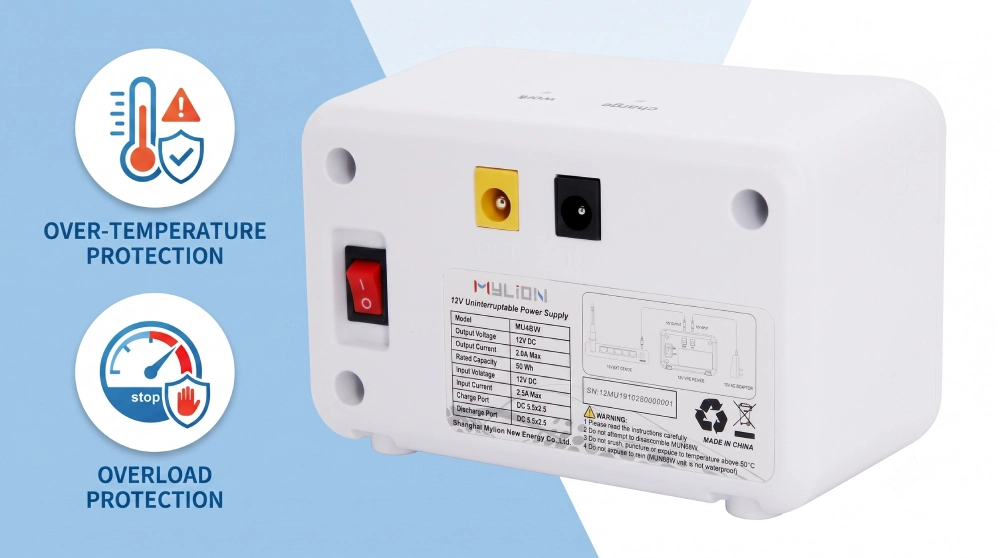 Mini UPS with over temperature protection and overload protection