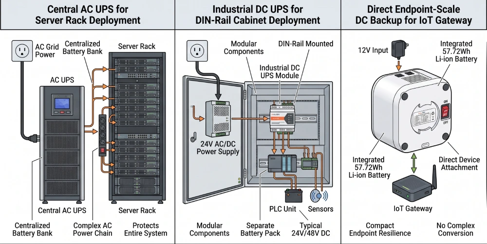 AC UPS vs Industrial DC UPS vs Mini DC UPS